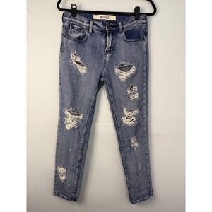 Melville Distressed Jeans Womens 26 Blue Ripped Slim Fit Cotton Denim Pants